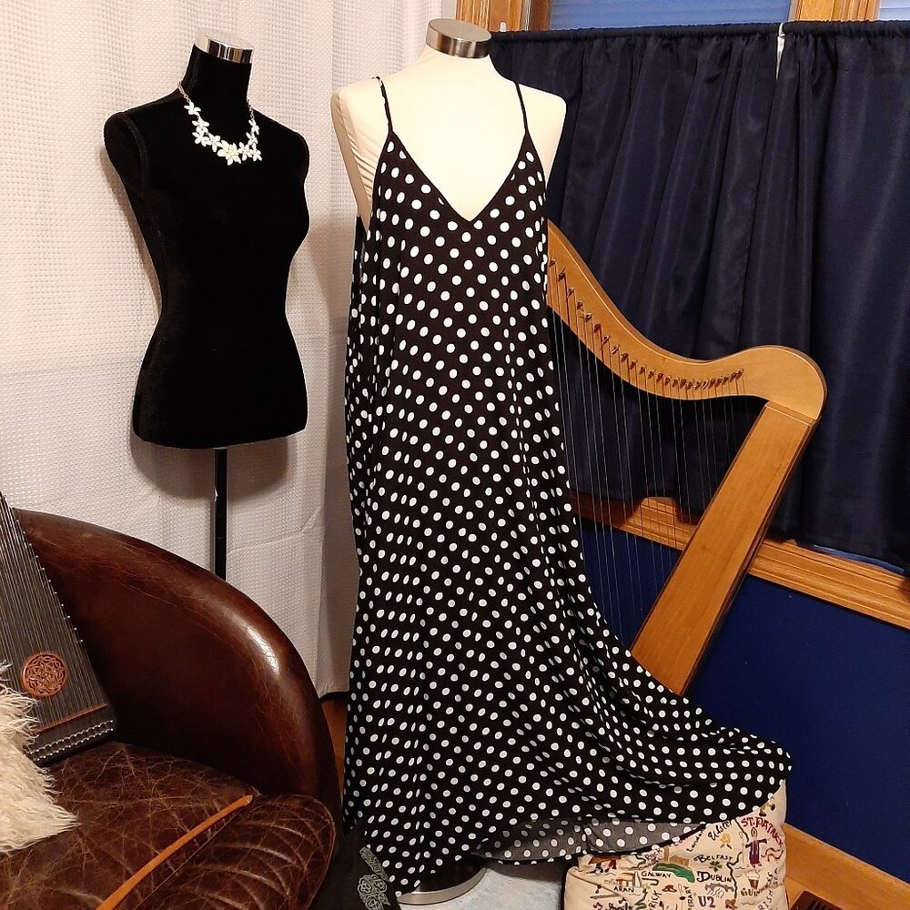 BRAND NEW!!  Lil Better Black/ White Polka Dot Strappy Maxi